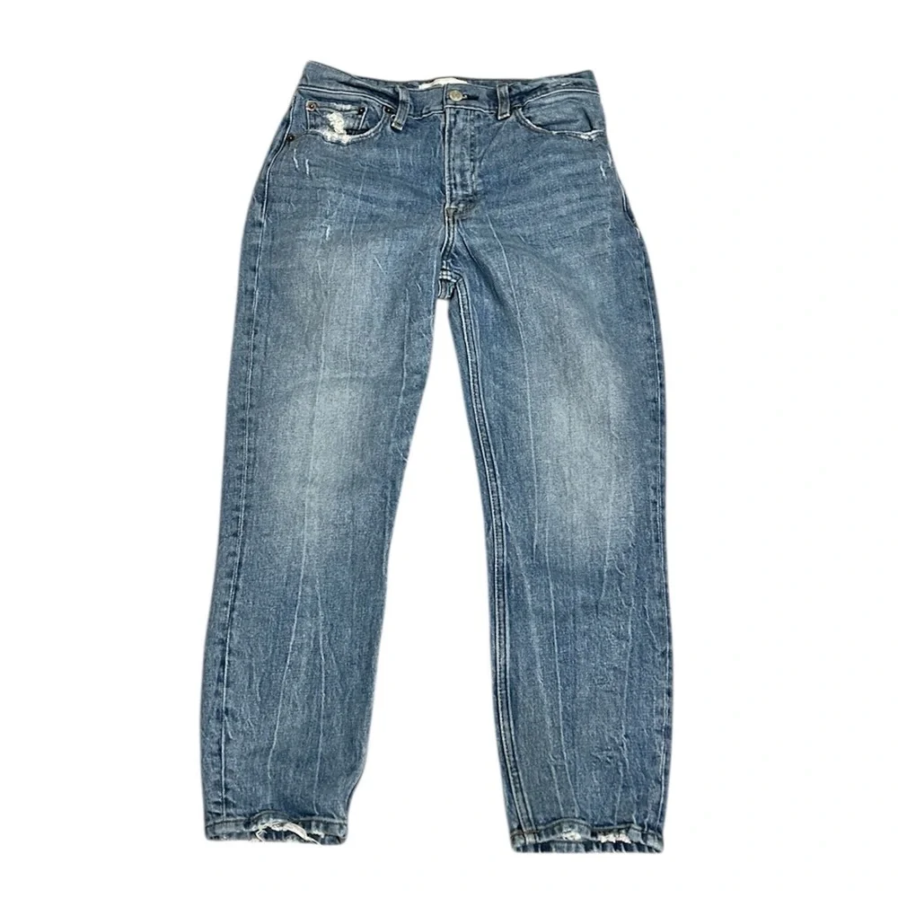 abercrombie&fitch high rise mom light wash lightly distressed jeans women’s 27” - Picture 2 of 11